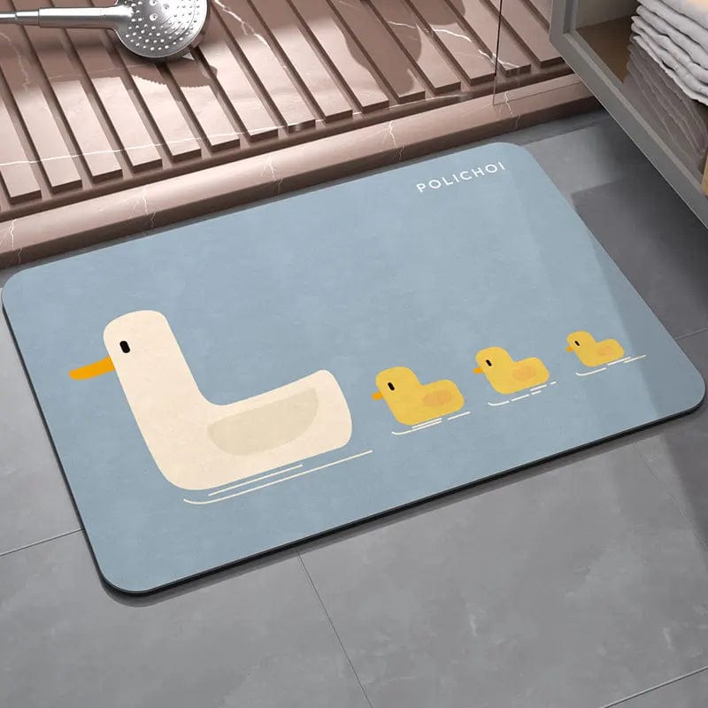 Duck Bath Mat with Family Design for Kids Bathroom.
