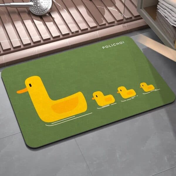Duck Bath Mat with Family Design for Kids Bathroom.
