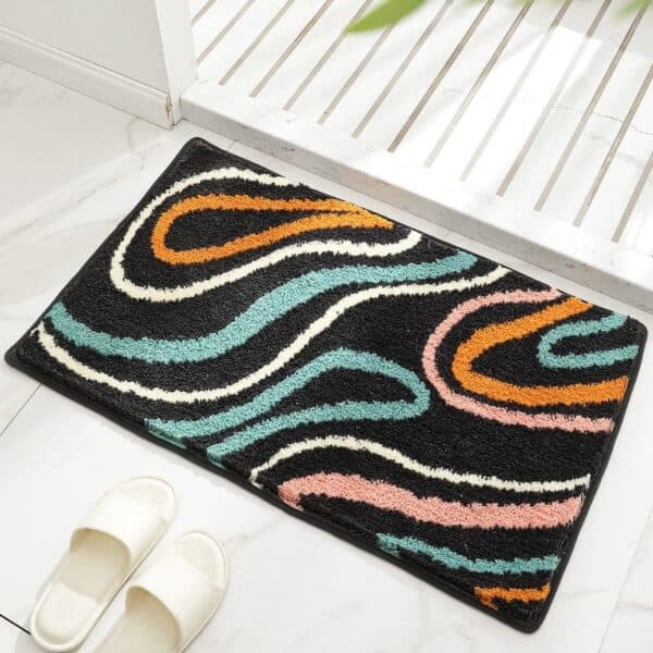Fun Non Slip Bath Mat with Colorful Abstract Design.