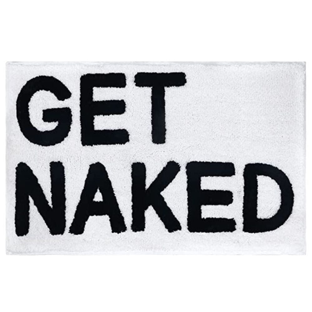 Get Naked Bath Mat Black - Funny Bathroom Rug.