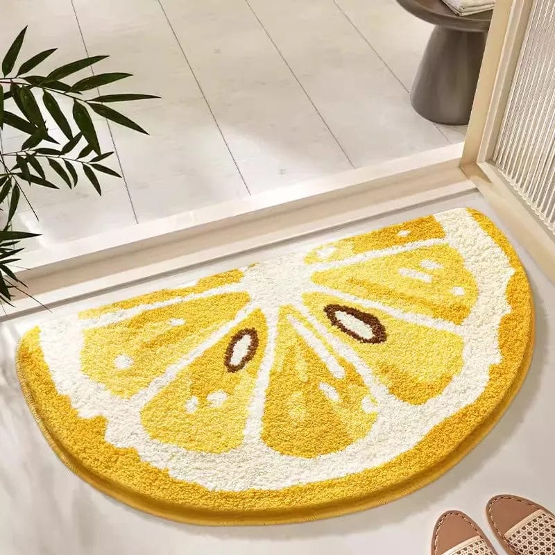 Half Moon Bath Mat Lemon Slice Design.