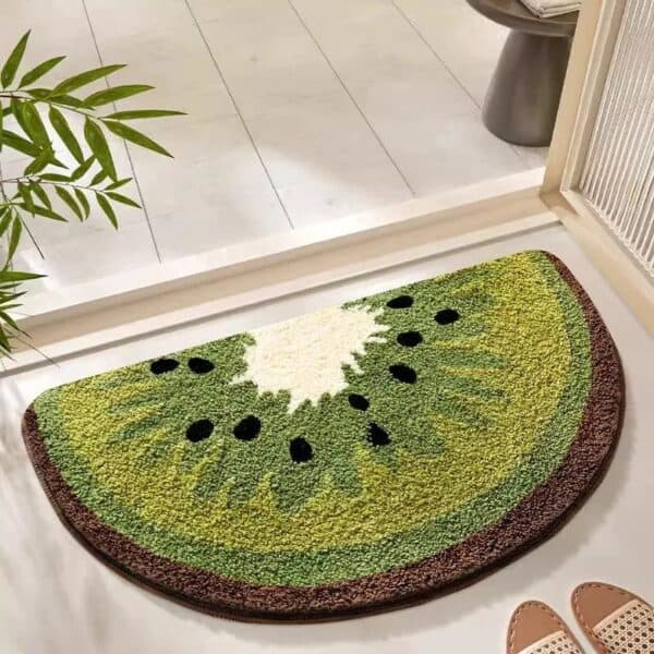 Half Moon Kiwi Bath Mat, Cute Fruit Design, Bathroom Rug.