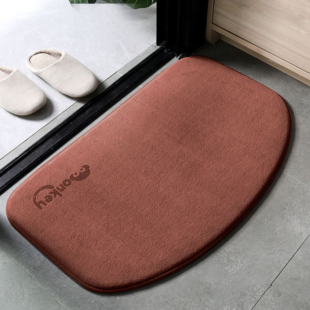 Half Moon Bath Mat Grey, Non-Slip Bathroom Rug for Modern Homes.