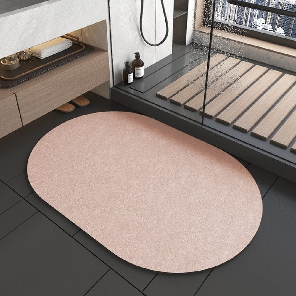 Japanese Diatomite Bath Mat, Soft Pink, Non-Slip, Eco-Friendly Bathroom Rug.