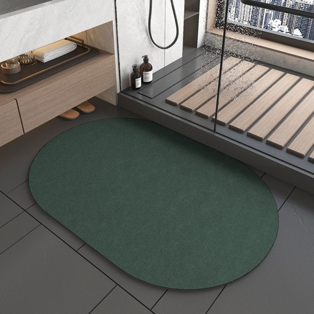 Japanese Diatomite Bath Mat, Green, Non-Slip, Bathroom Rug.