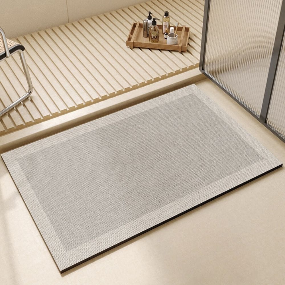 Large Diatomaceous Earth Bath Mat for Natural Absorption and Slip Resistance.