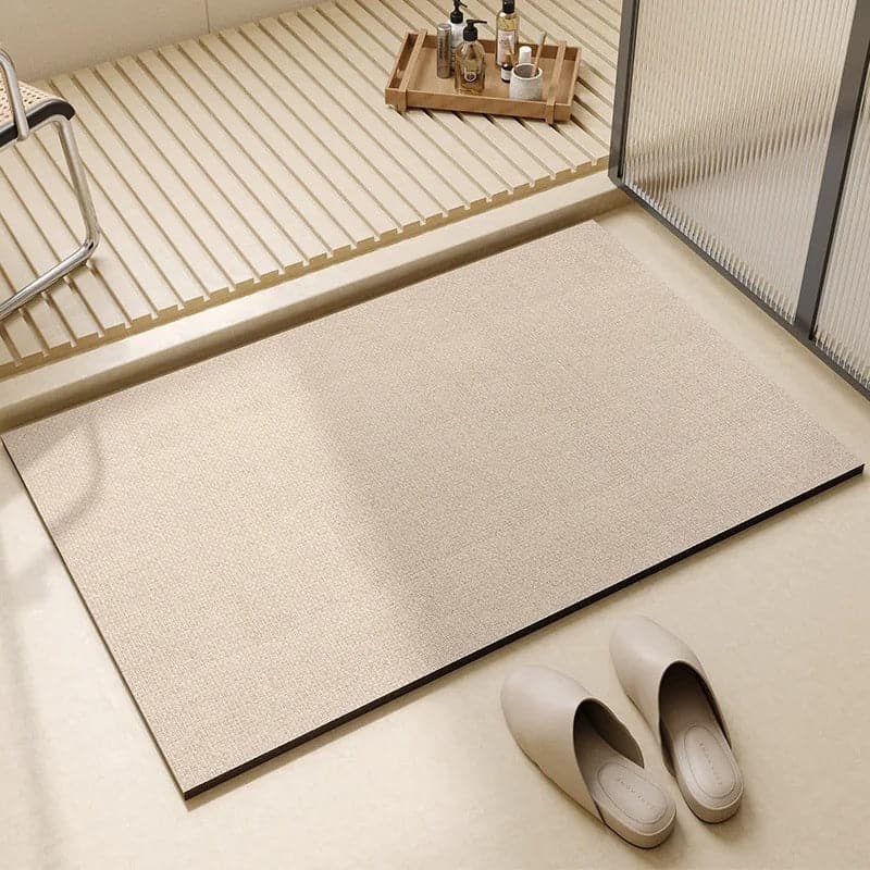 Large diatomaceous earth bath mat for bathroom, natural texture, non-slip, eco-friendly.