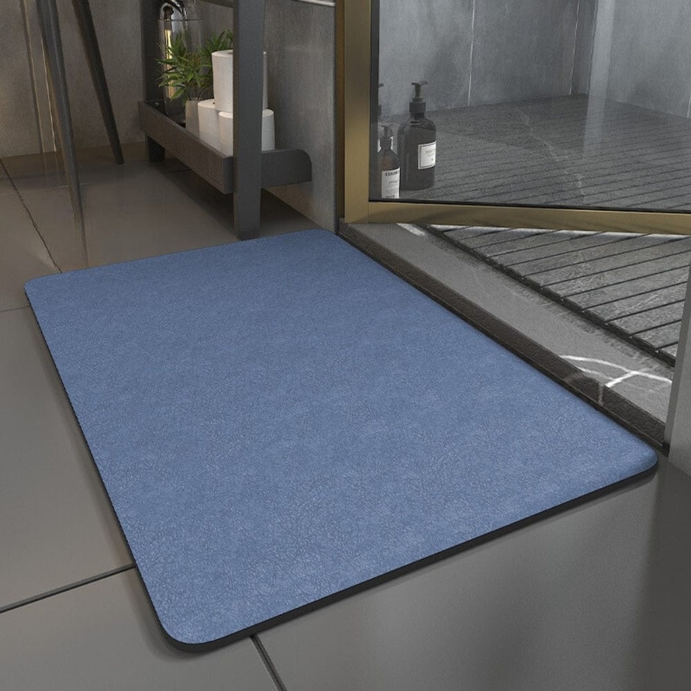 Magic Dry Bath Mat blue absorbent non-slip bathroom rug.