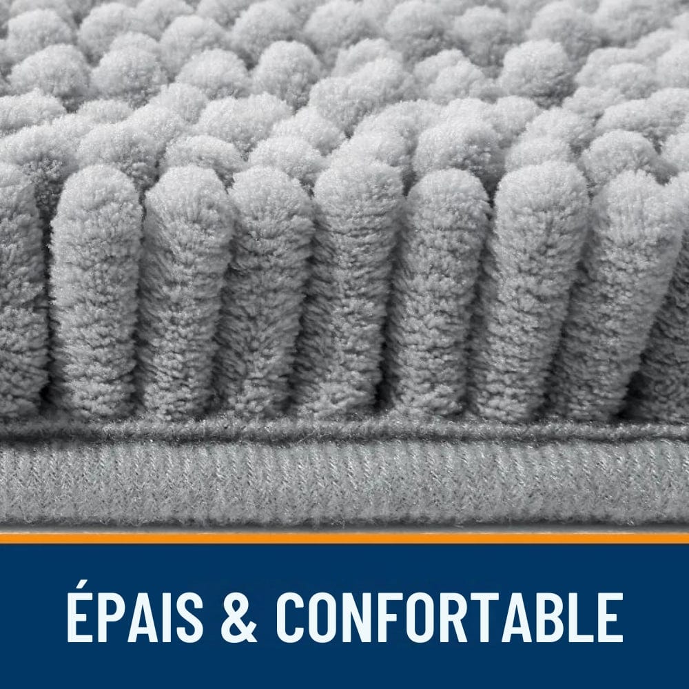Micro Chenille Bath Mat - Thick & Comfortable Grey Texture.