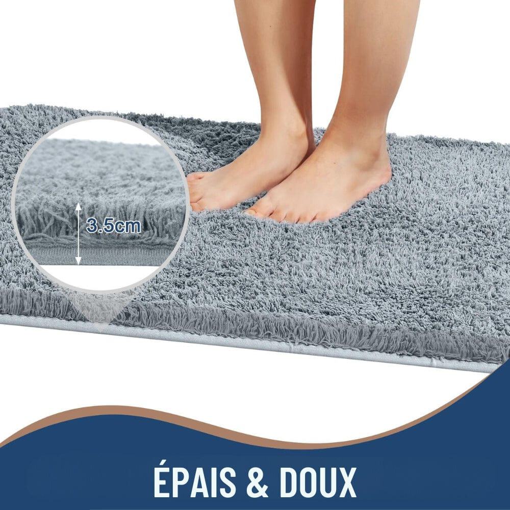 Thick microfiber bath mat, 3.5cm plush, soft underfoot comfort.