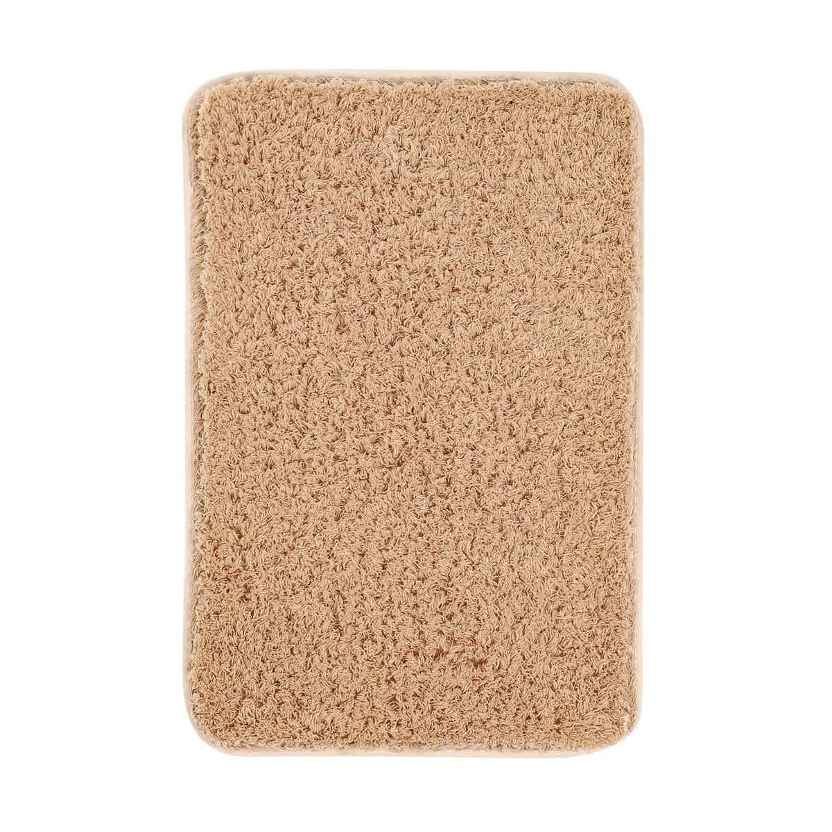 Microfiber Bath Mat, Soft Beige Non-Slip Bathroom Rug.