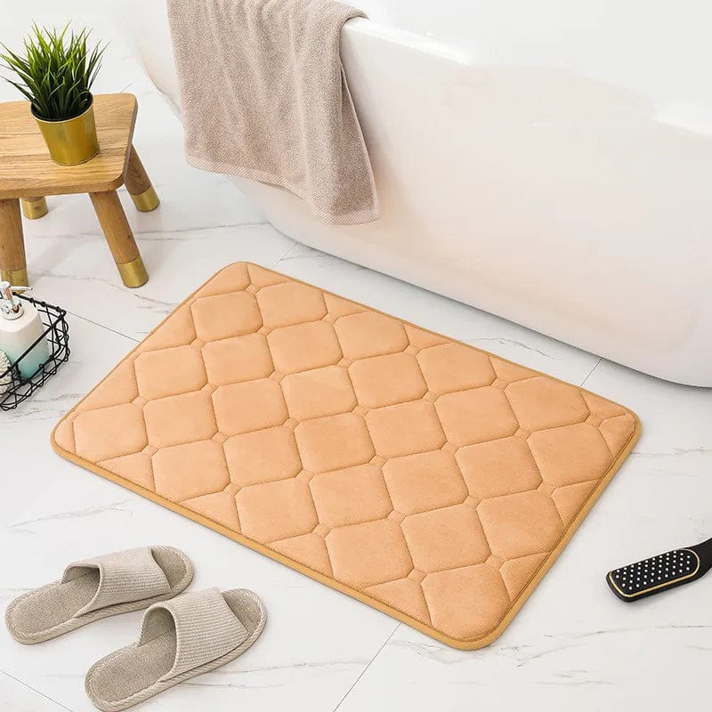 Microfiber Memory Foam Bath Mat with Quilted Design.