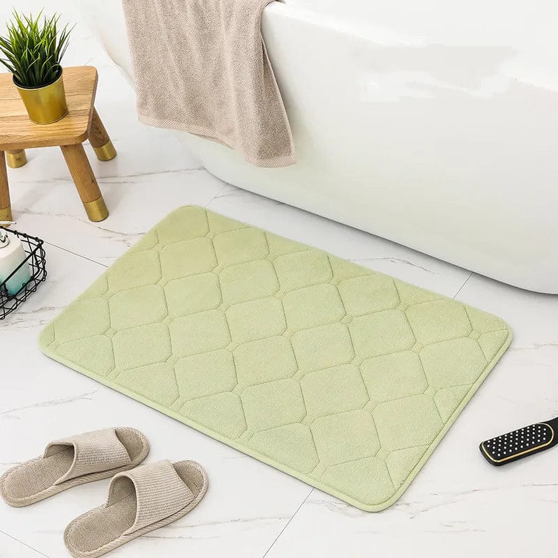 Microfiber Memory Foam Bath Mat with Hexagonal Pattern.