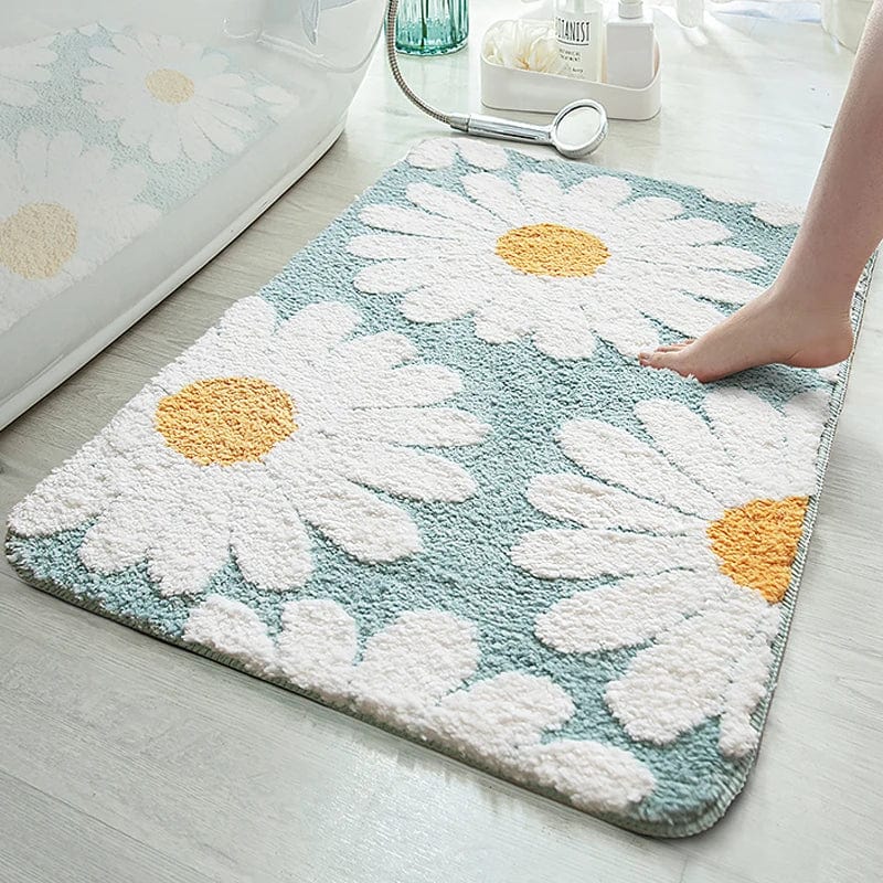 Scandi Style Bath Mat with Daisy Pattern.