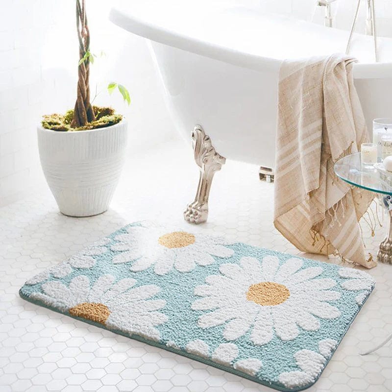 Scandi Style Bath Mat with Daisy Pattern.