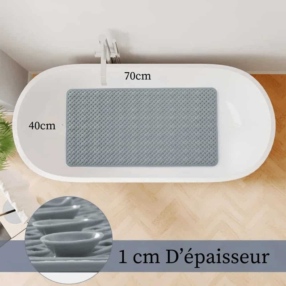 Small shower bath mat 70x40cm non-slip grey textured design.