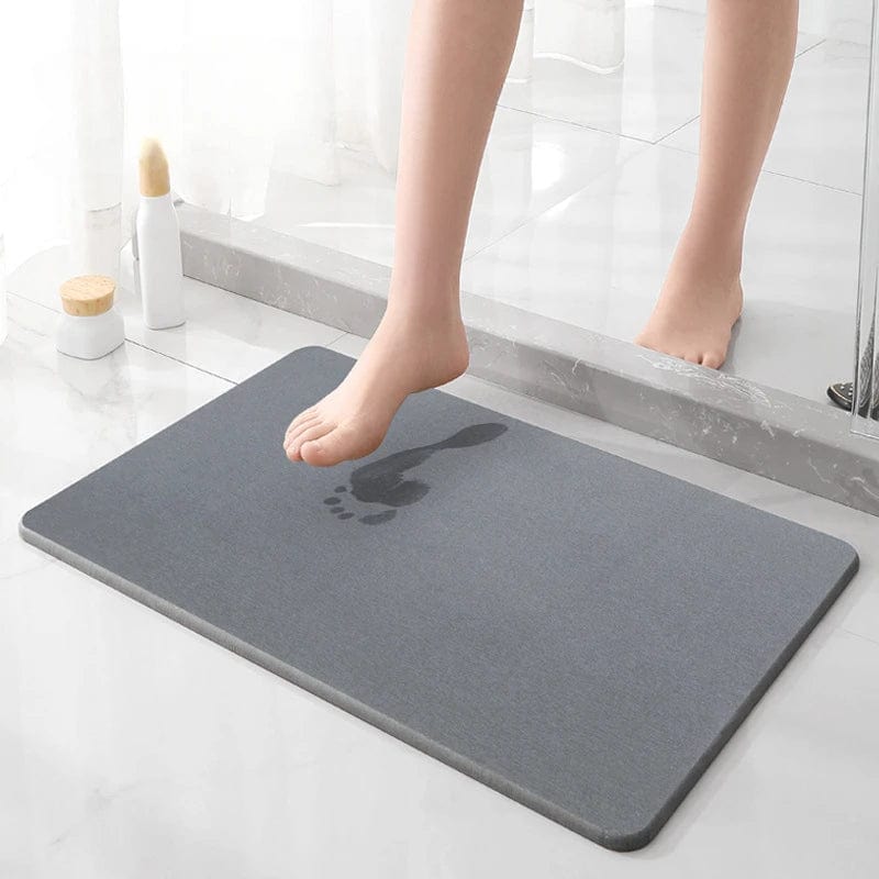 Stone Bath Mat with foot print design for bathroom comfort and style.