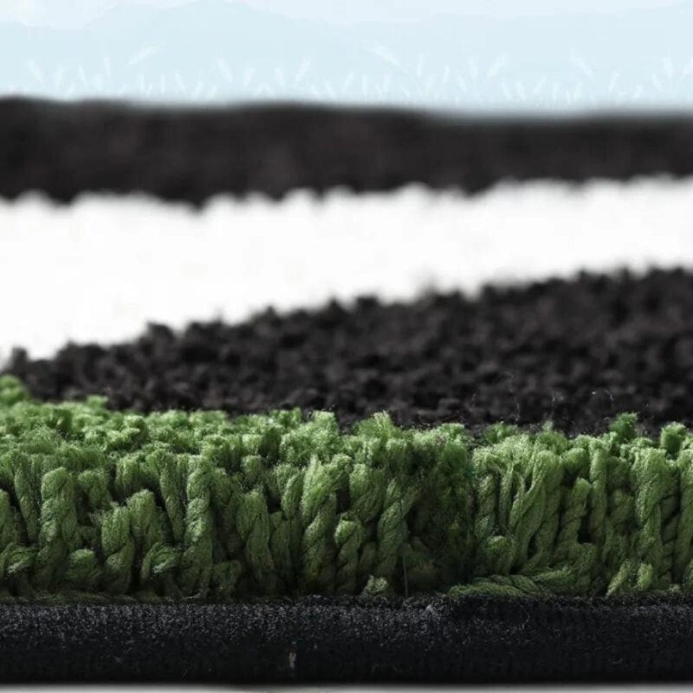 Teddy Bear Bath Mat - Soft Green and Black Striped Design.