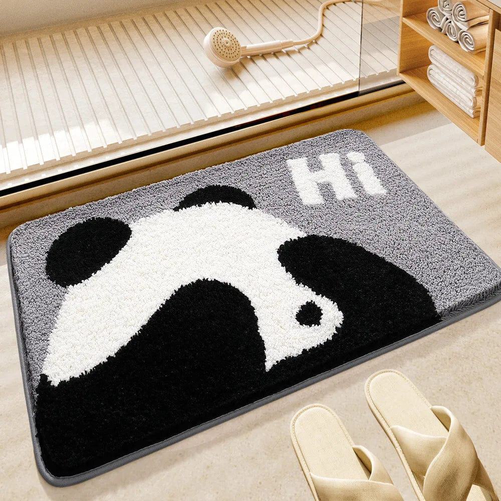 Panda Bath Mat with 'Hi' Text for Kids Bathroom.
