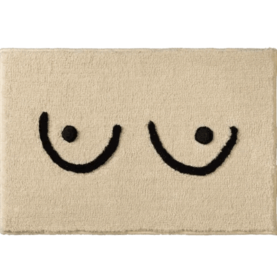 Vintage Style Bath Mat with Smiling Eyes Design.