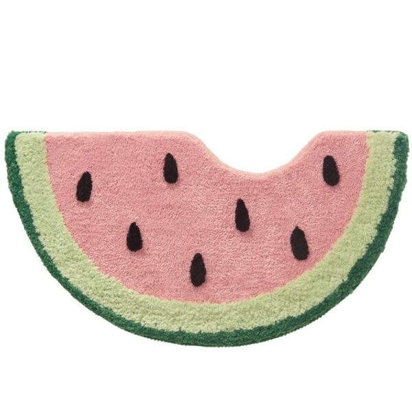 Watermelon slice shaped bath mat for kids bathroom.