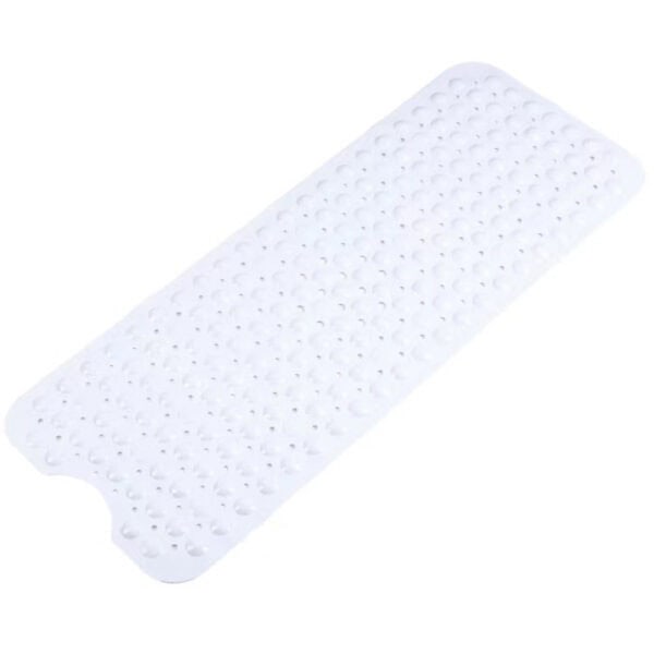 White non-slip bath mat with textured grip for bathroom safety.