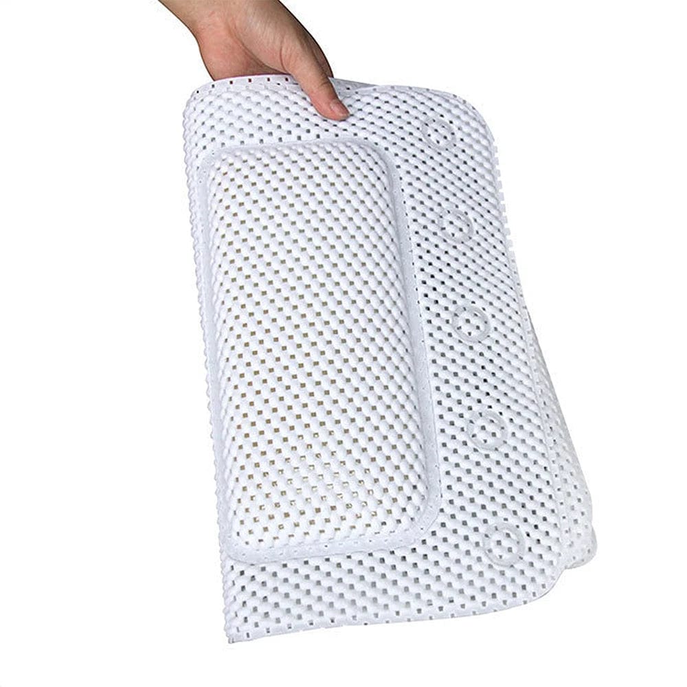 XXL white bath mat with non-slip texture and perforated design for bathroom.